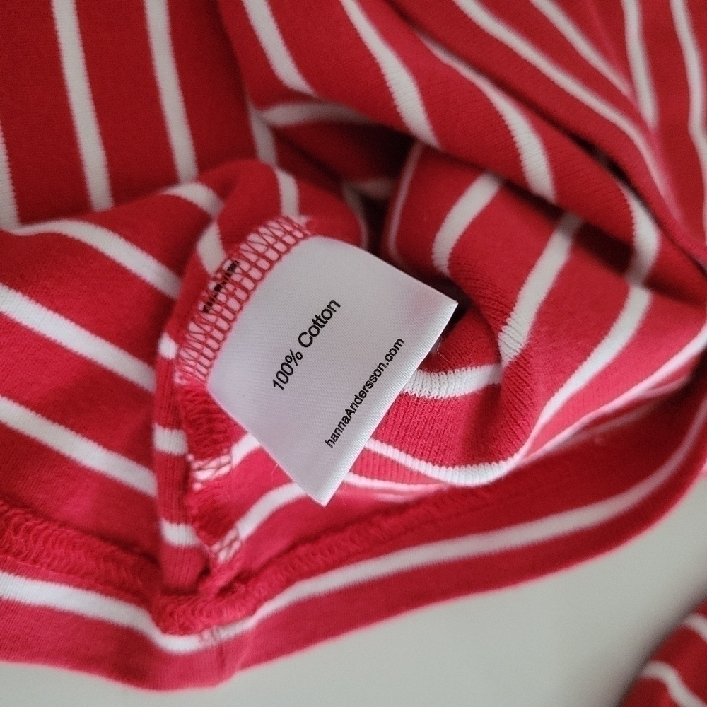 Hanna Andersson 100% Cotton Red White Striped Dress Size 110 Toddler 5 37-46lbs - Picture 3 of 5
